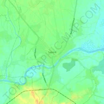 Mapa topográfico Sopore, altitud, relieve