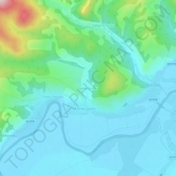 Mapa topográfico Valea Goblii, altitud, relieve