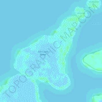 Mapa topográfico Isla Costa Brava, altitud, relieve