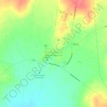 Mapa topográfico Pinon, altitud, relieve