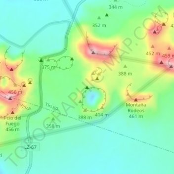 Mapa topográfico Caldera del Corazoncillo, altitud, relieve