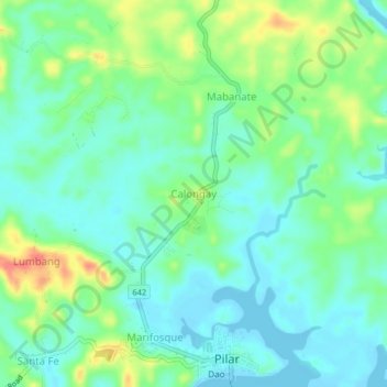 Mapa topográfico Calongay, altitud, relieve