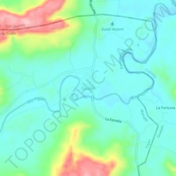 Mapa topográfico Guale, altitud, relieve