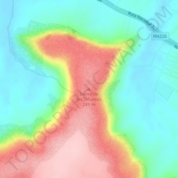 Mapa topográfico Sierra de los Difuntos, altitud, relieve