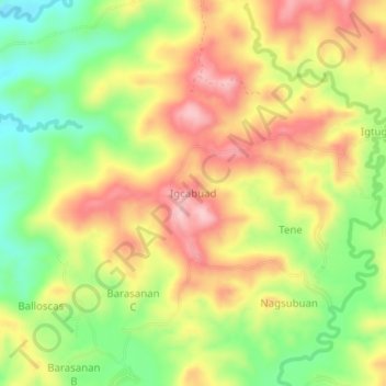 Mapa topográfico Igcabuad, altitud, relieve