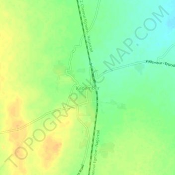 Mapa topográfico Kadambur, altitud, relieve