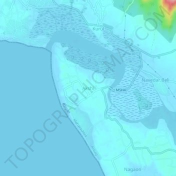 Mapa topográfico Akshi, altitud, relieve