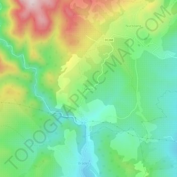 Mapa topográfico Gruiu, altitud, relieve