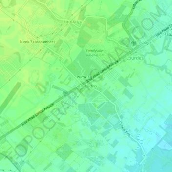 Mapa topográfico San Isidro, altitud, relieve