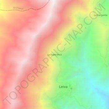 Mapa topográfico La Esperanza, altitud, relieve