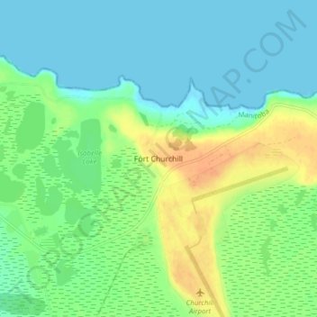 Mapa topográfico Fort Churchill, altitud, relieve