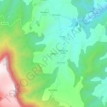 Mapa topográfico Luengas, altitud, relieve