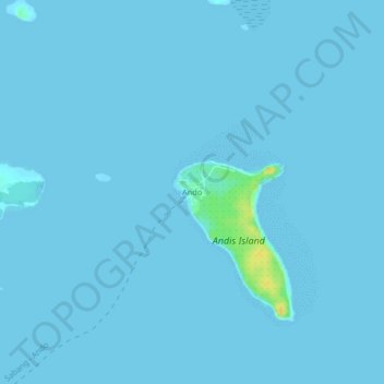 Mapa topográfico Ando, altitud, relieve