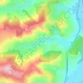 Mapa topográfico Bunești, altitud, relieve