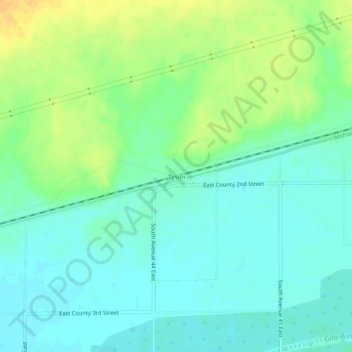 Mapa topográfico Tyson, altitud, relieve