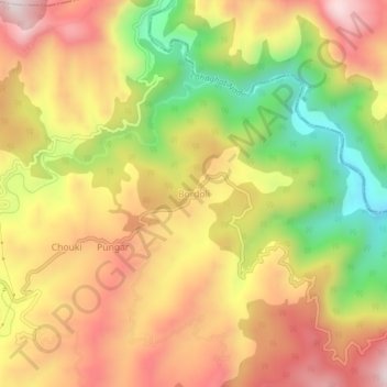 Mapa topográfico Bordoli, altitud, relieve