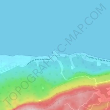 Mapa topográfico Barigua, altitud, relieve