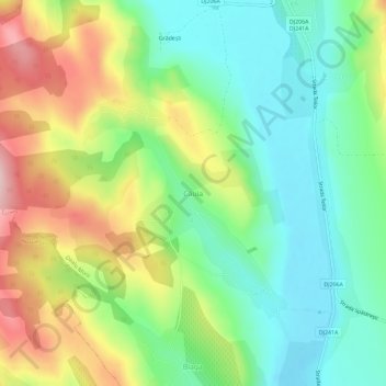 Mapa topográfico Căuia, altitud, relieve