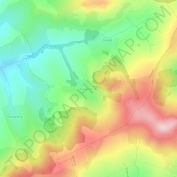 Mapa topográfico Alexandrița, altitud, relieve