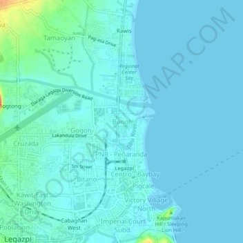 Mapa topográfico Bonot, altitud, relieve