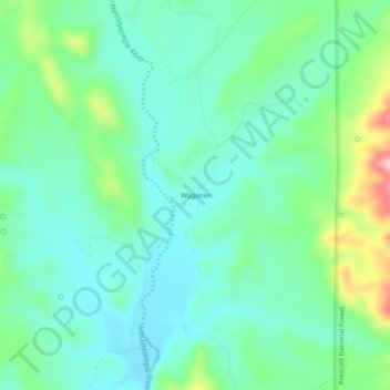 Mapa topográfico Wagoner, altitud, relieve