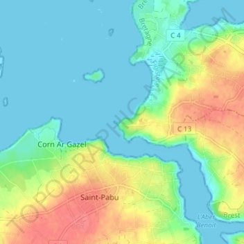Mapa topográfico Ar Vihl, altitud, relieve