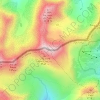Mapa topográfico Bastiments, altitud, relieve