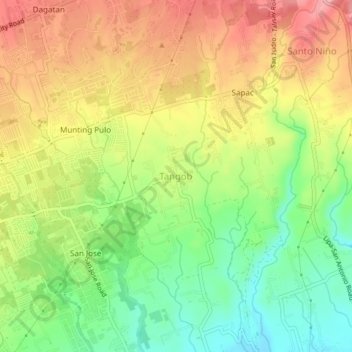 Mapa topográfico Tangob, altitud, relieve