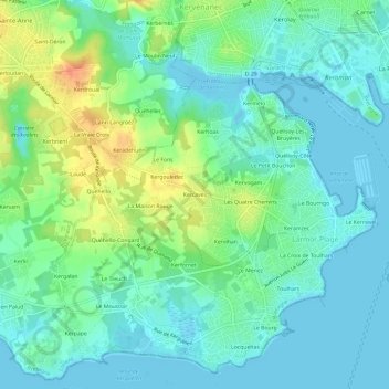 Mapa topográfico Kercaves, altitud, relieve
