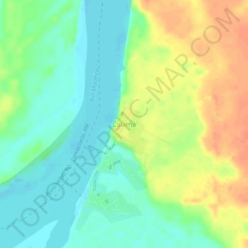 Mapa topográfico Calama, altitud, relieve