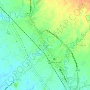 Mapa topográfico San Agustin, altitud, relieve