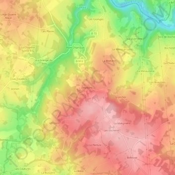 Mapa topográfico Maisons, altitud, relieve