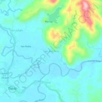 Mapa topográfico San Antonio, altitud, relieve