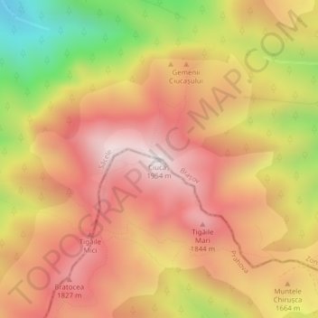 Mapa topográfico Ciucaș, altitud, relieve