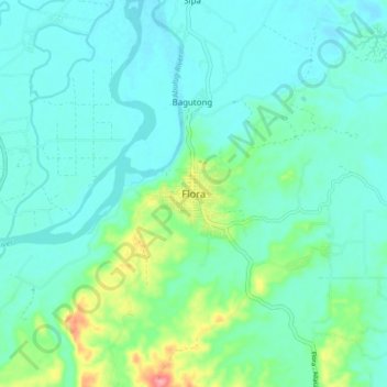 Mapa topográfico Flora, altitud, relieve