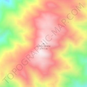 Mapa topográfico Cerro Yareta, altitud, relieve