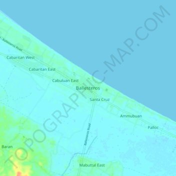 Mapa topográfico Ballesteros, altitud, relieve