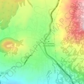 Mapa topográfico Tres Marias, altitud, relieve