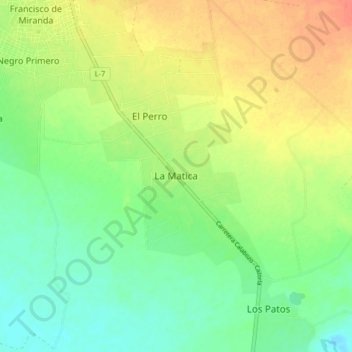 Mapa topográfico La Matica, altitud, relieve