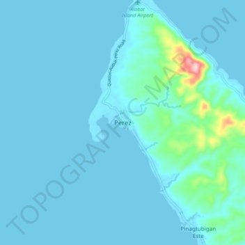 Mapa topográfico Perez, altitud, relieve