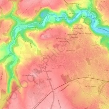 Mapa topográfico Bien-Assis, altitud, relieve