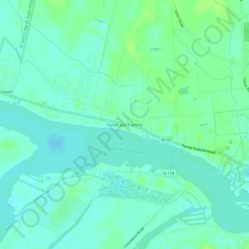 Mapa topográfico Pointe aux Tremble, altitud, relieve