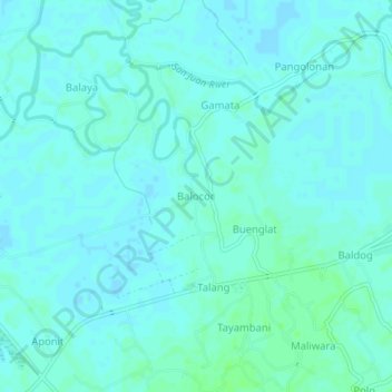 Mapa topográfico Balococ, altitud, relieve