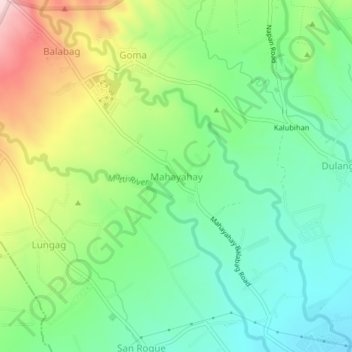 Mapa topográfico Mahayahay, altitud, relieve