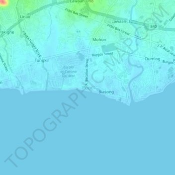 Mapa topográfico Pooc, altitud, relieve