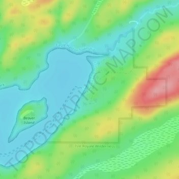 Mapa topográfico Windigo, altitud, relieve