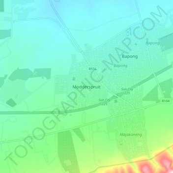 Mapa topográfico Modderspruit, altitud, relieve