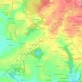 Mapa topográfico Neïz Vran, altitud, relieve
