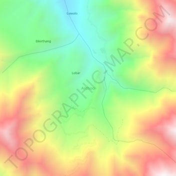 Mapa topográfico Archoo, altitud, relieve