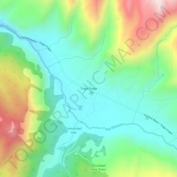 Mapa topográfico Trapa Trapa, altitud, relieve